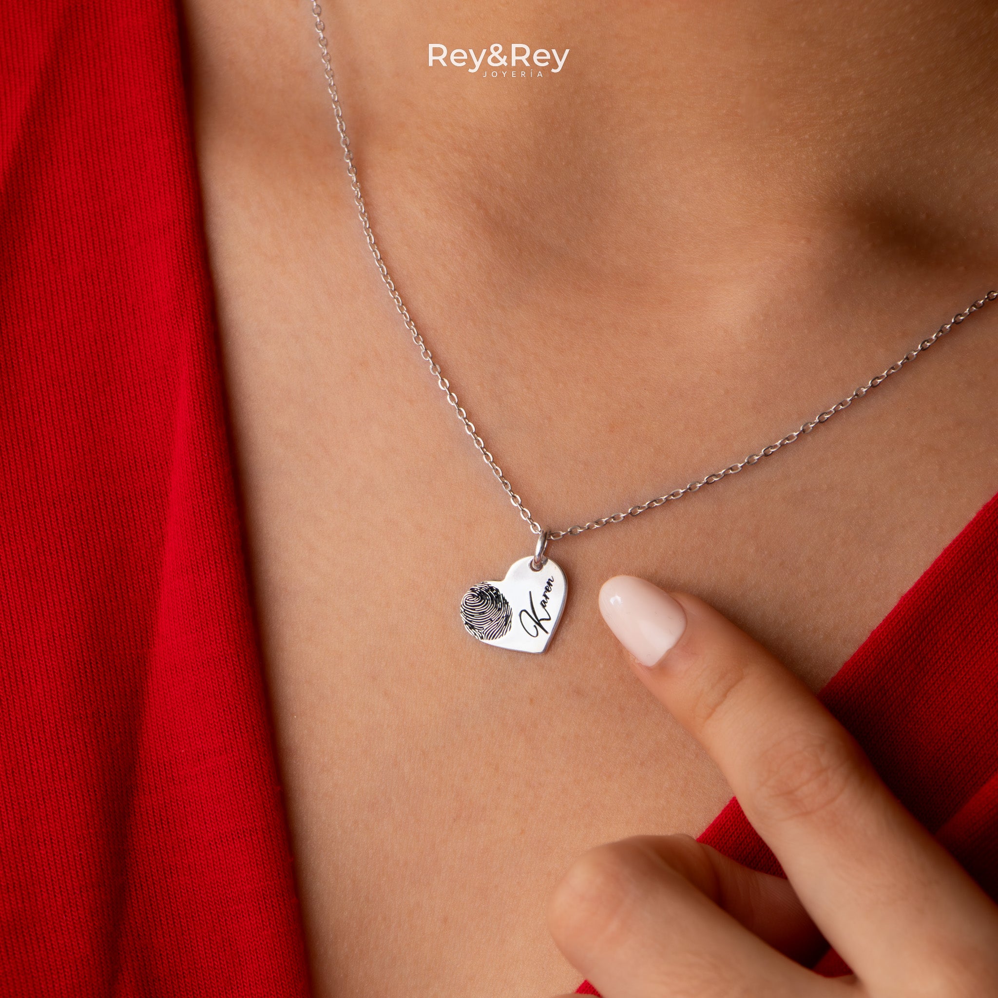 Dije Corazon Huella Nombre Plata.925 Primerly