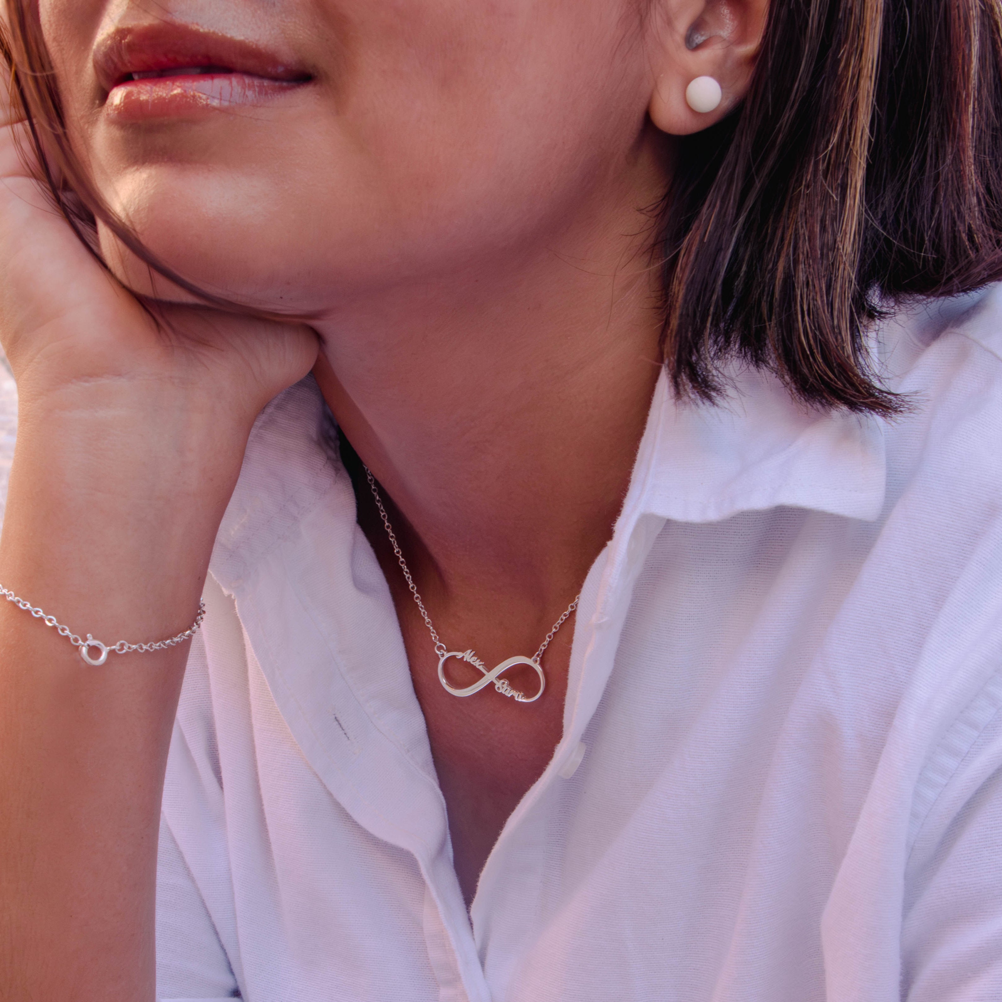 Collar Infinito Duos Personalizable Plata .925 Primerly