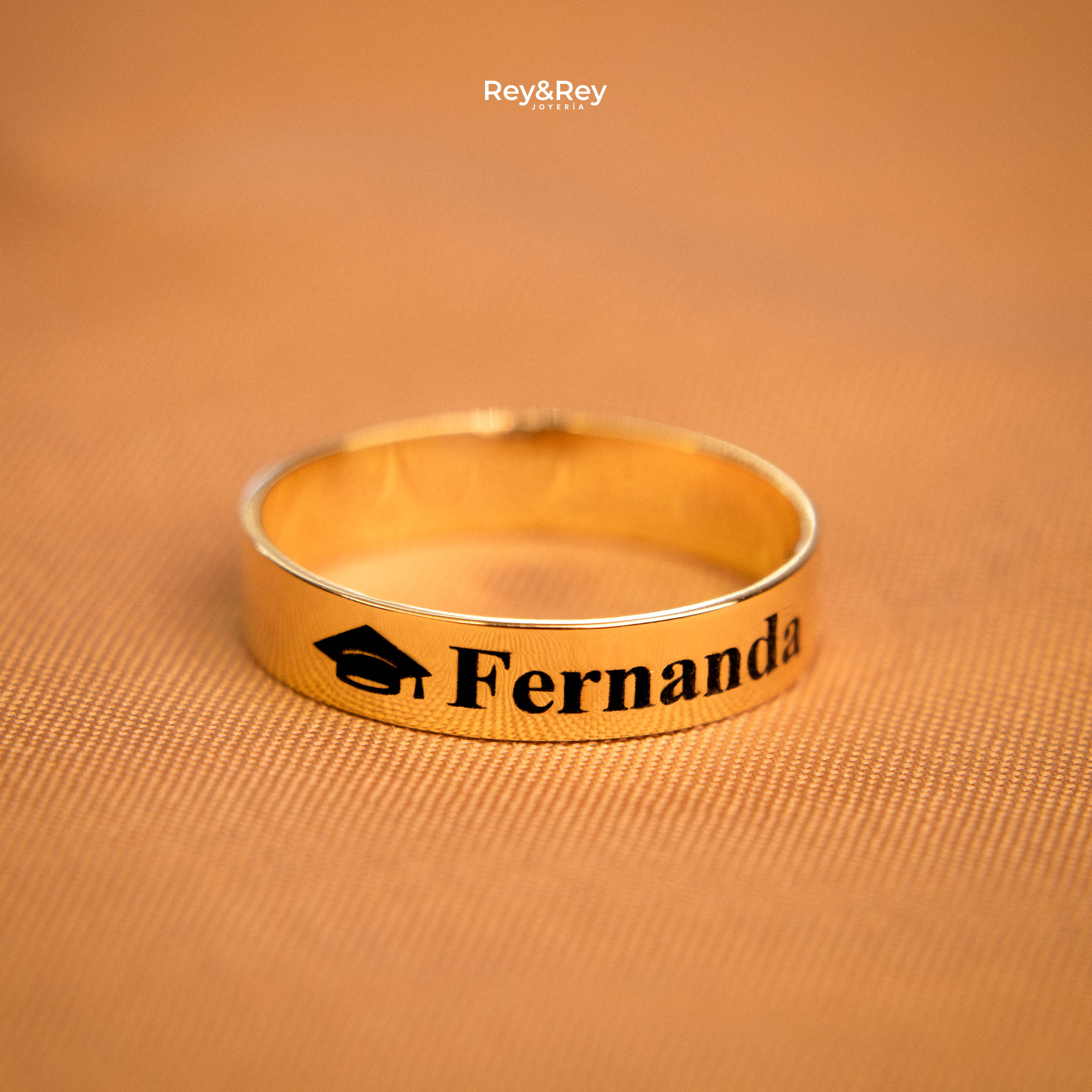 Anillo Graduación Flat Name Oro 10k