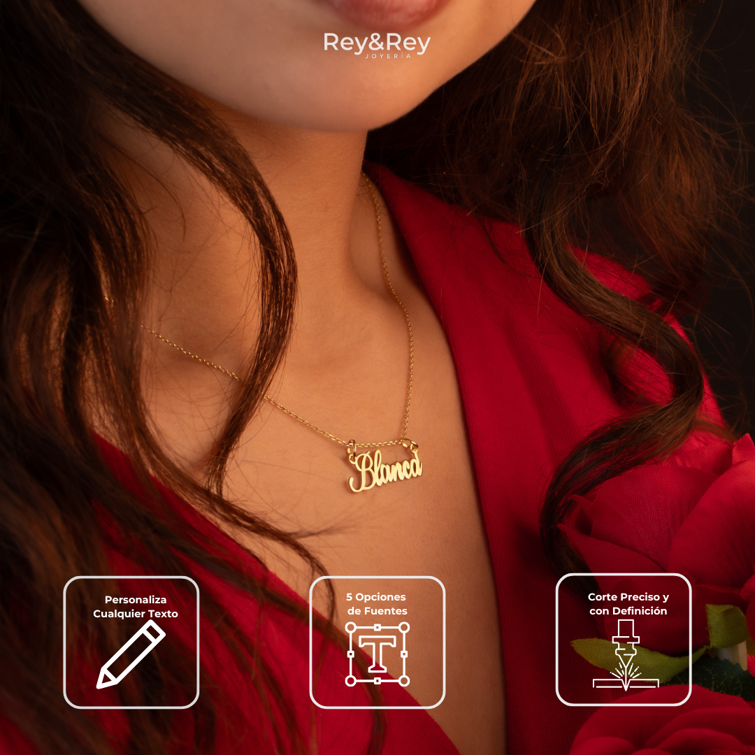 Dije Nombre Personalizado Pluma en Oro 10k Clasico