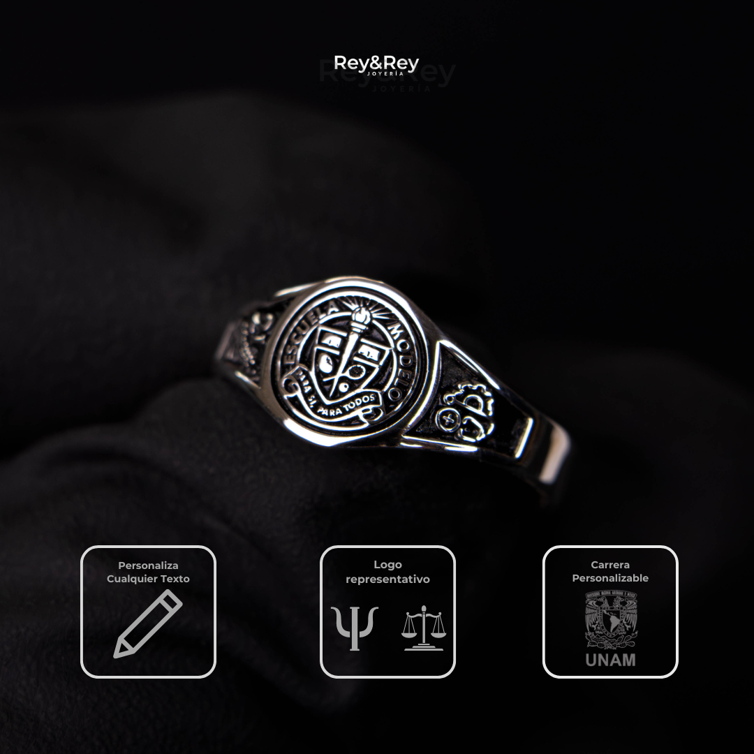 Anillo Round Graduación Logos Licenciatura en Plata