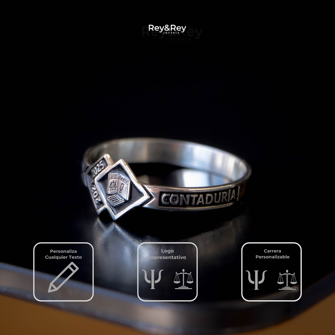 Anillo Skalon Graduación Logos Licenciatura en Plata