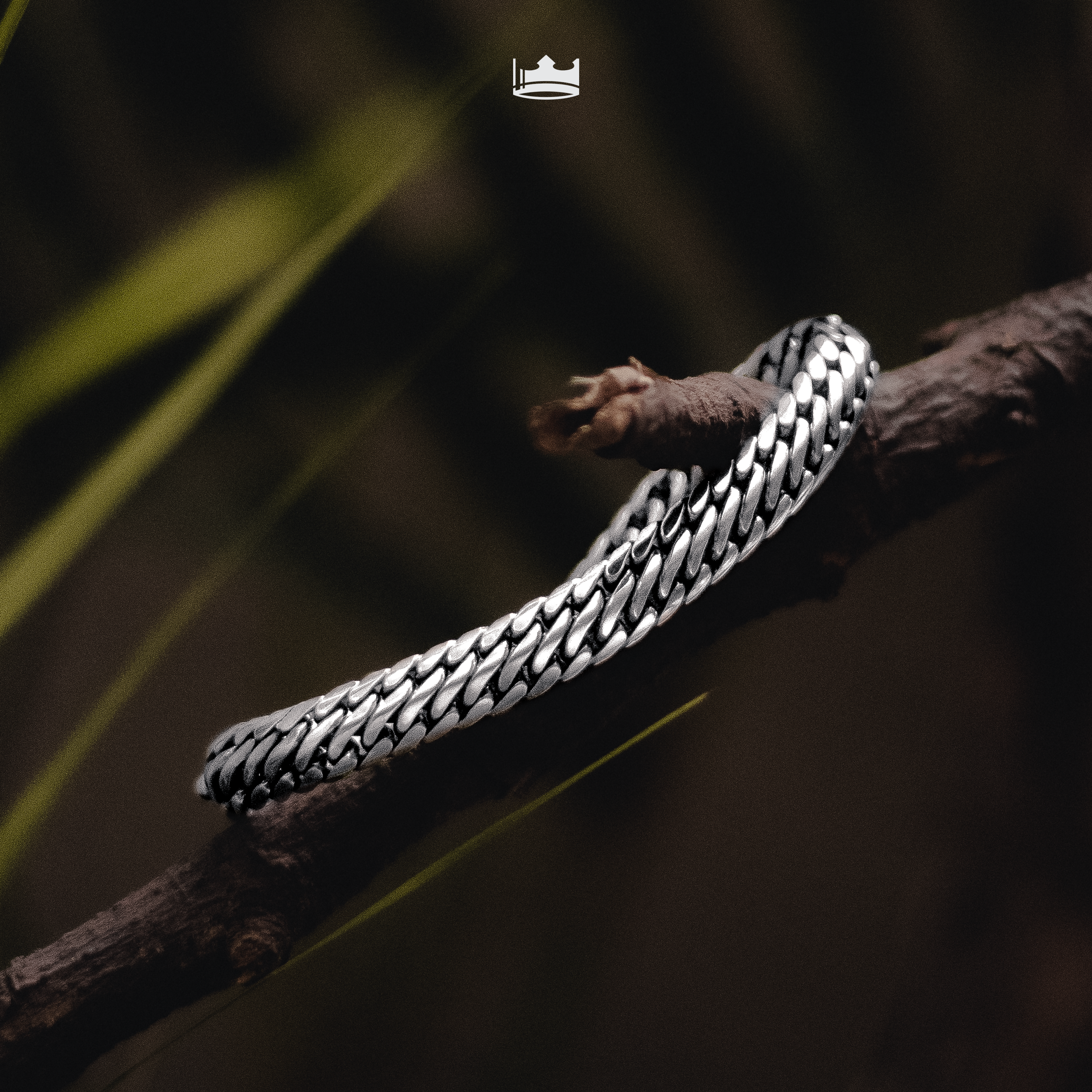 Pulsera Gruesa Dark Octal X de Plata