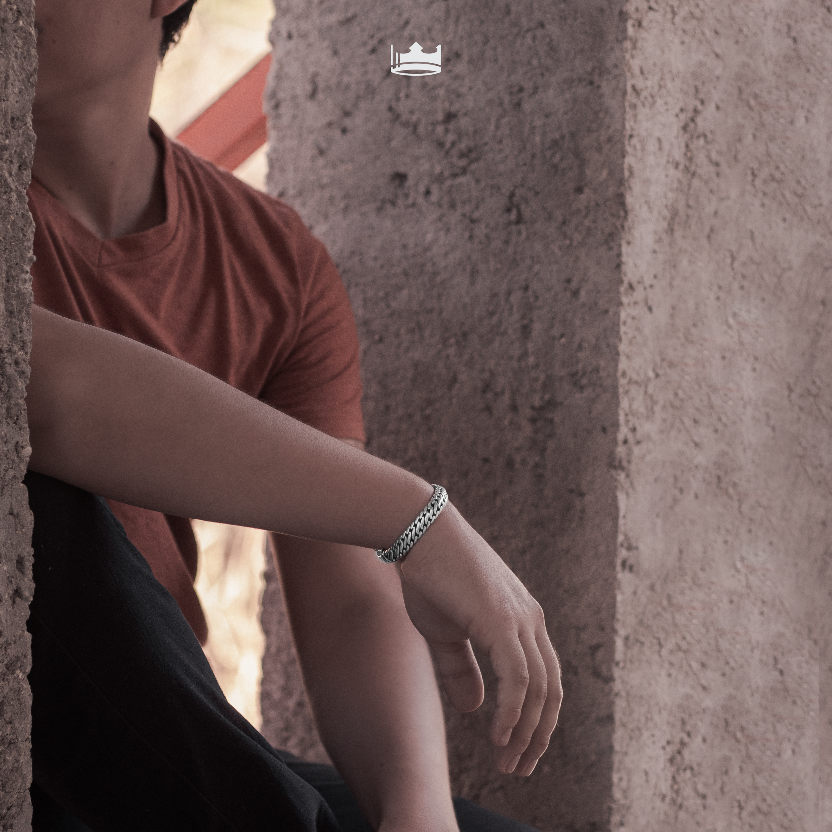 Pulsera Gruesa Dark Octal X de Plata
