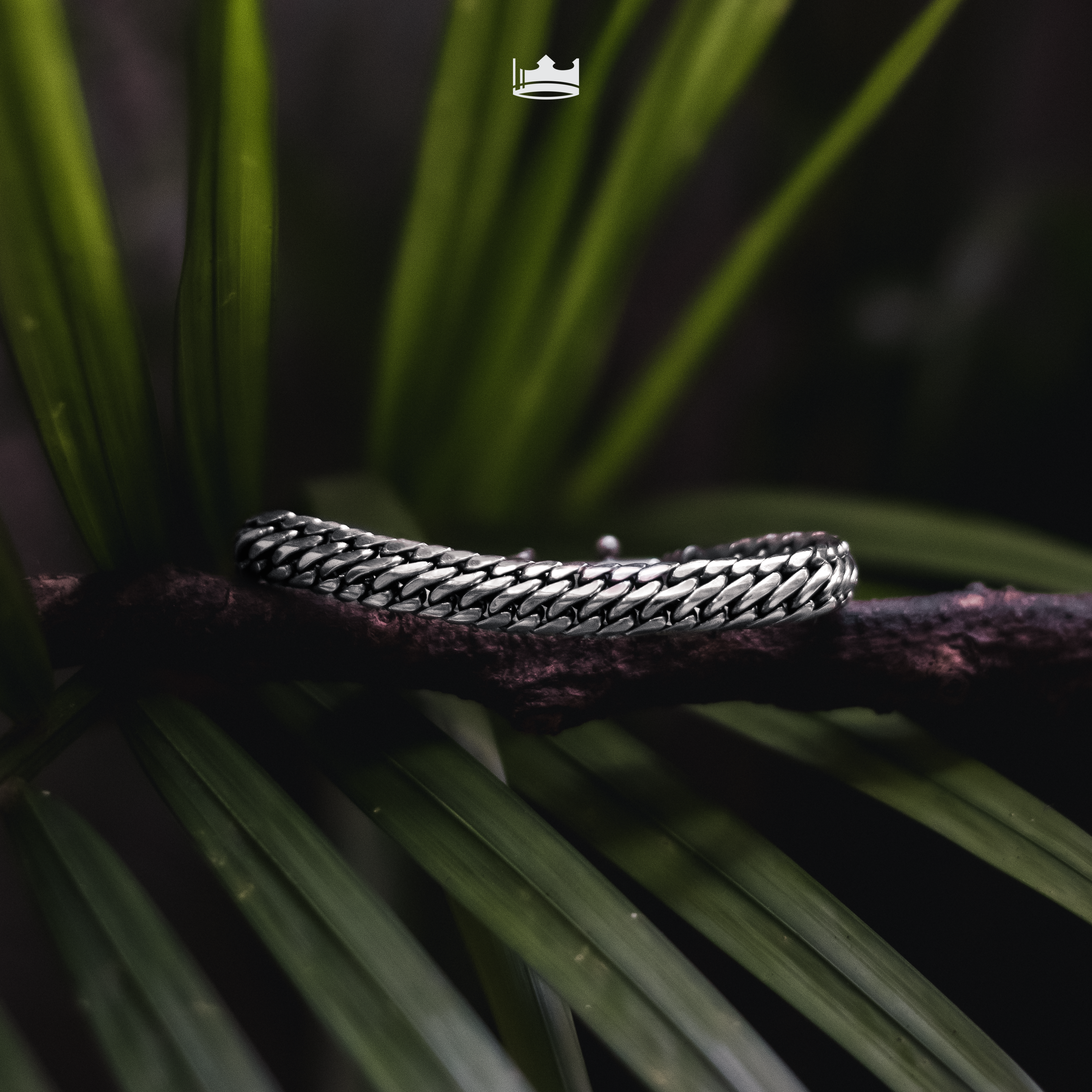 Pulsera Gruesa Dark Octal X de Plata