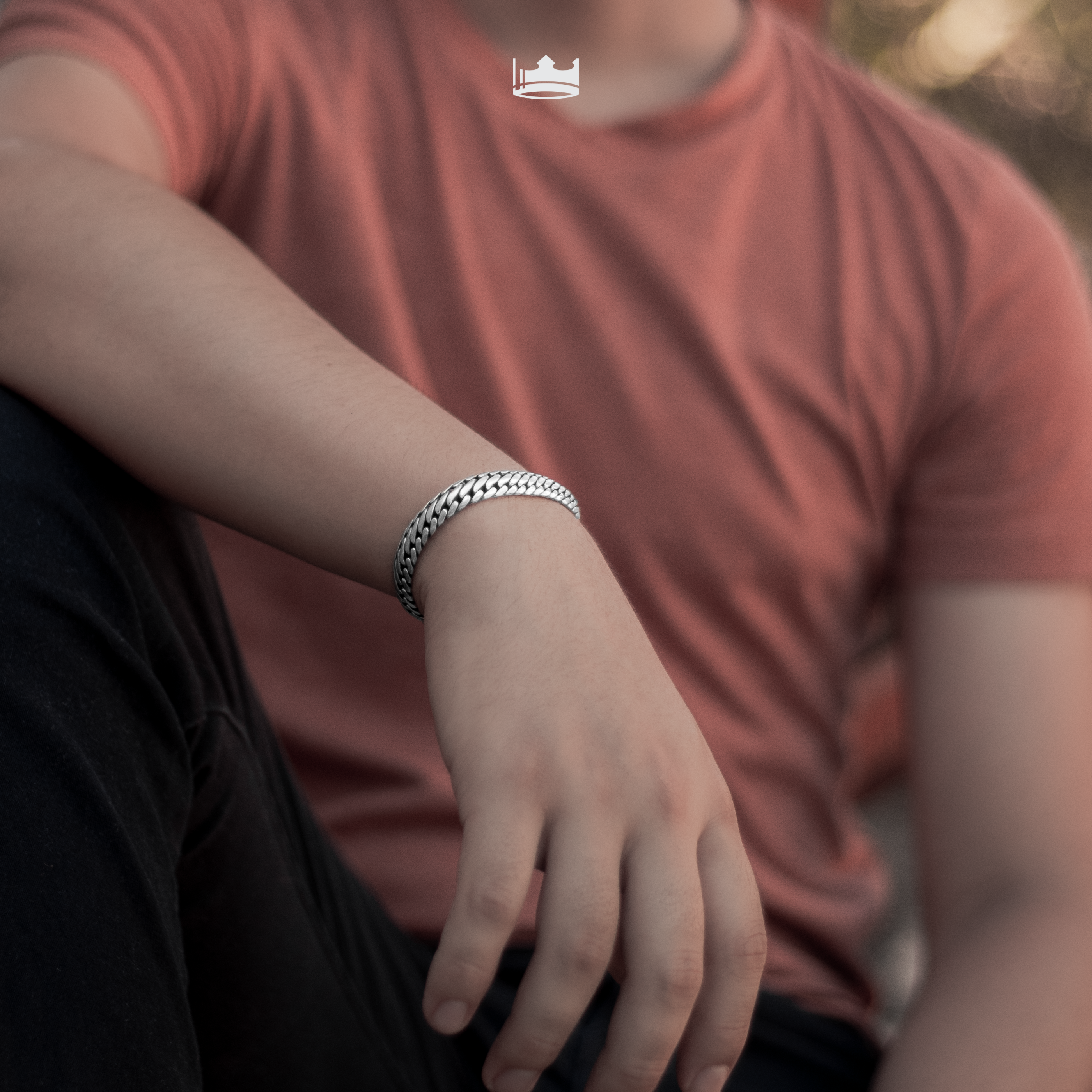 Pulsera Gruesa Dark Octal X de Plata