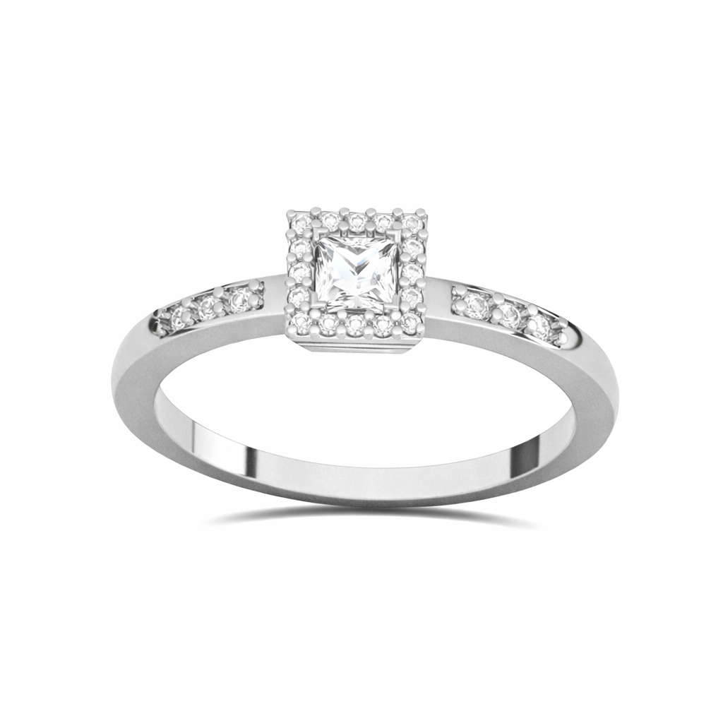 Anillo Compromiso Promesa Honey Halo Plata