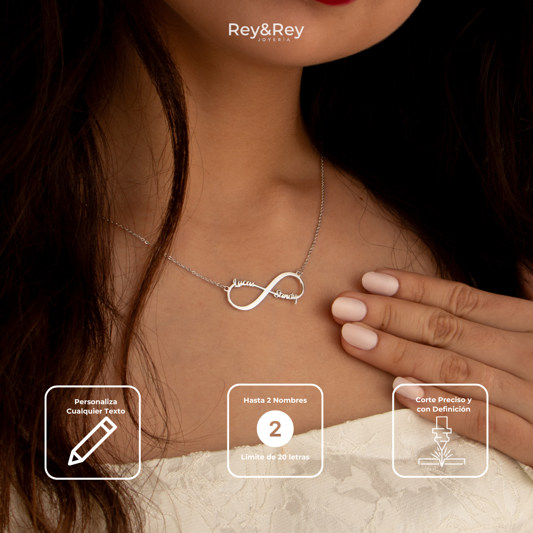 Collar Infinito Duos Personalizable Plata .925  Primerly