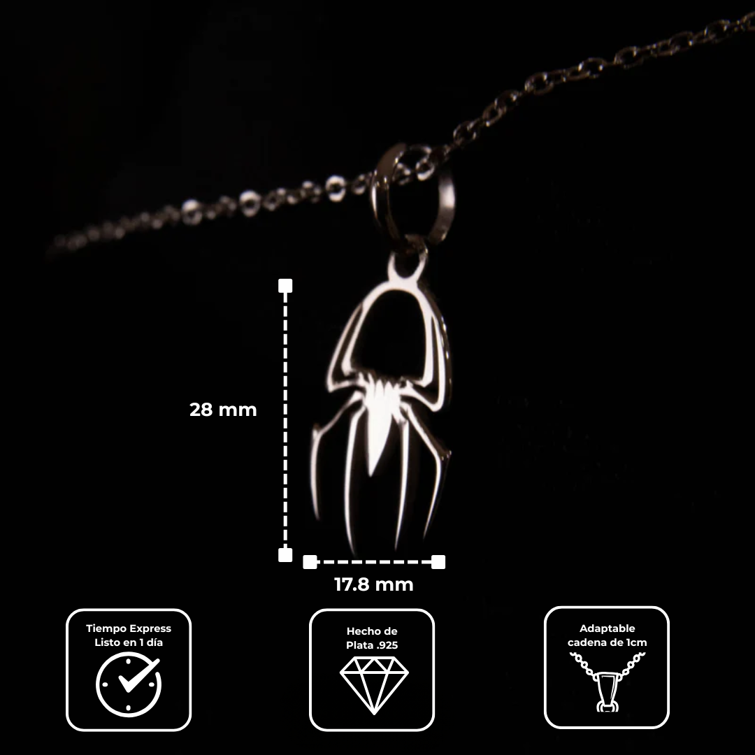 Collar Dije Spiderman Mini Minimalista Pequeño Plata .925 Primerly