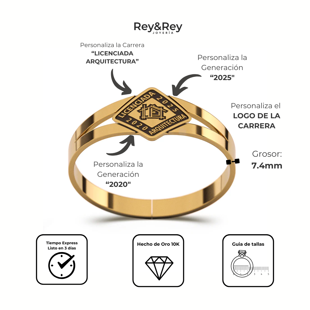Anillo Hito Graduación Oro 10k
