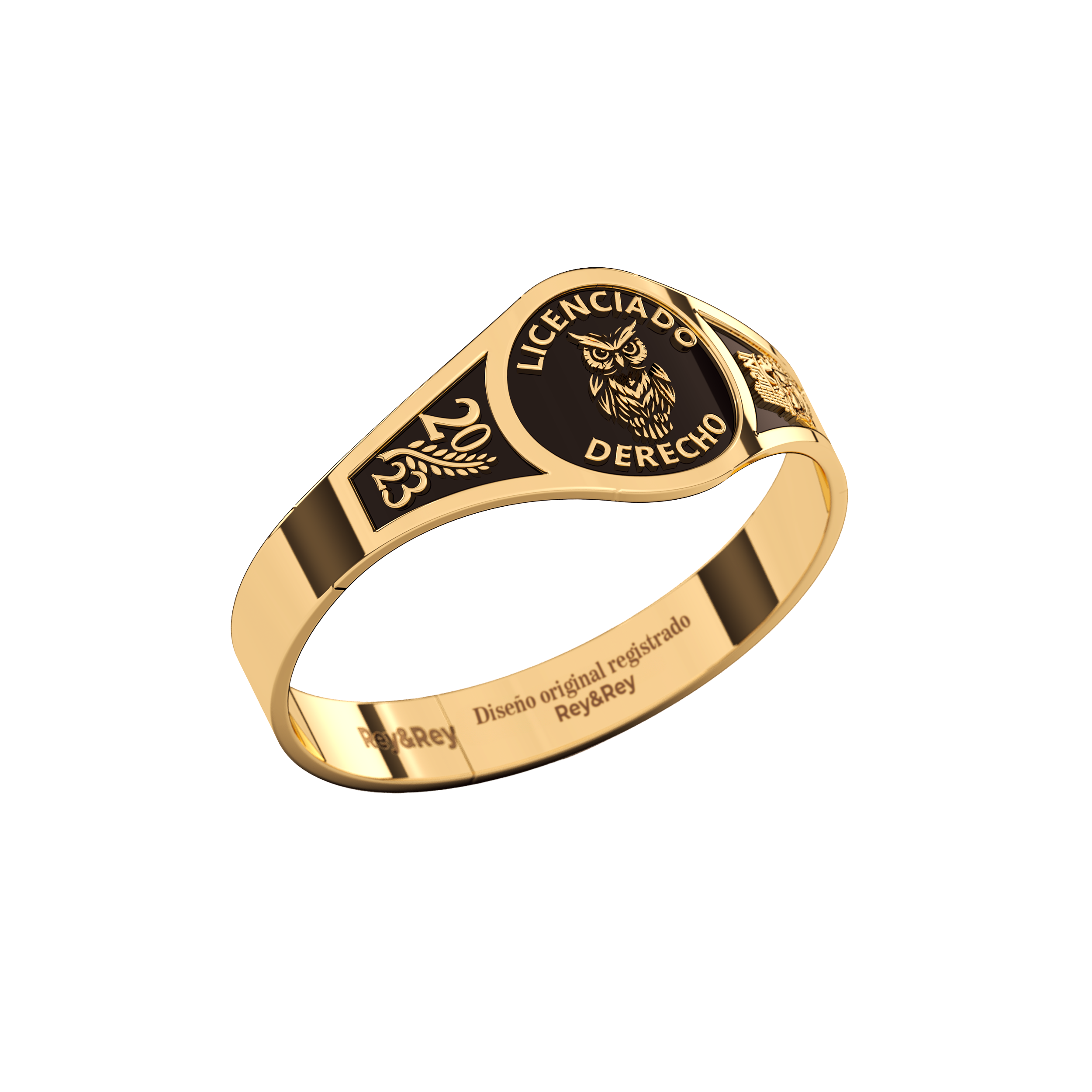 Anillo Round Graduación Logos Licenciatura en Plata