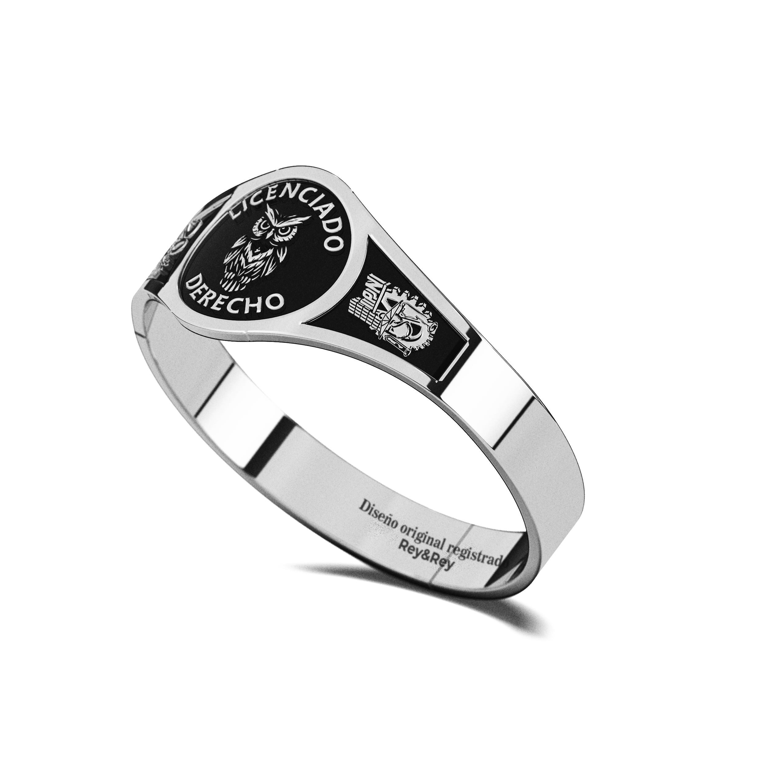 Anillo Round Graduación Logos Licenciatura en Plata