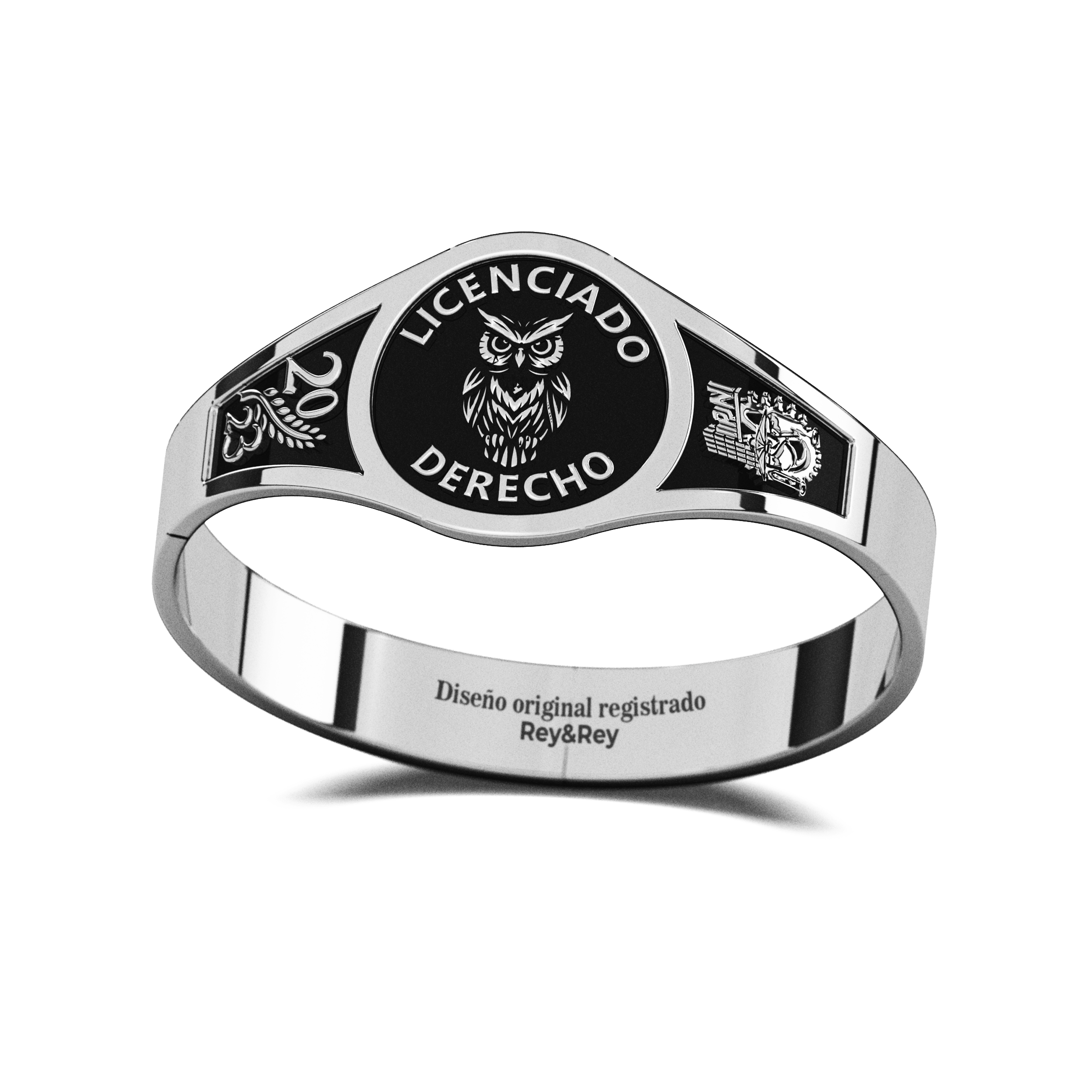 Anillo Round Graduación Logos Licenciatura en Plata