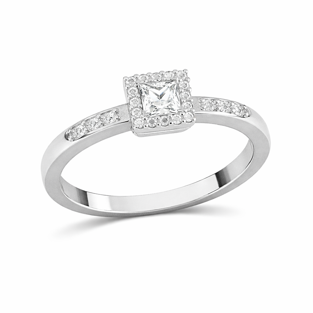 Anillo Compromiso Promesa Honey Halo Plata