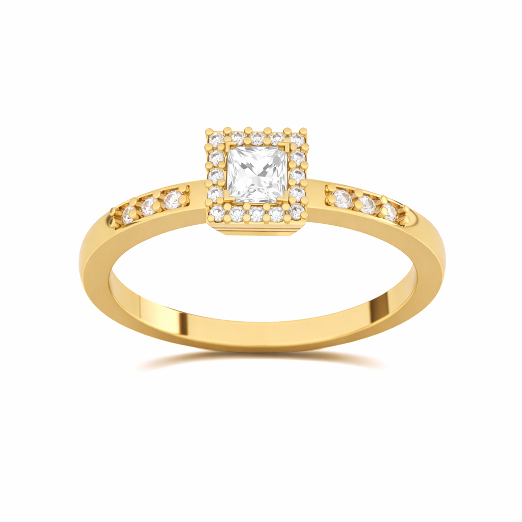 Anillo Compromiso Promesa Honey Halo Oro