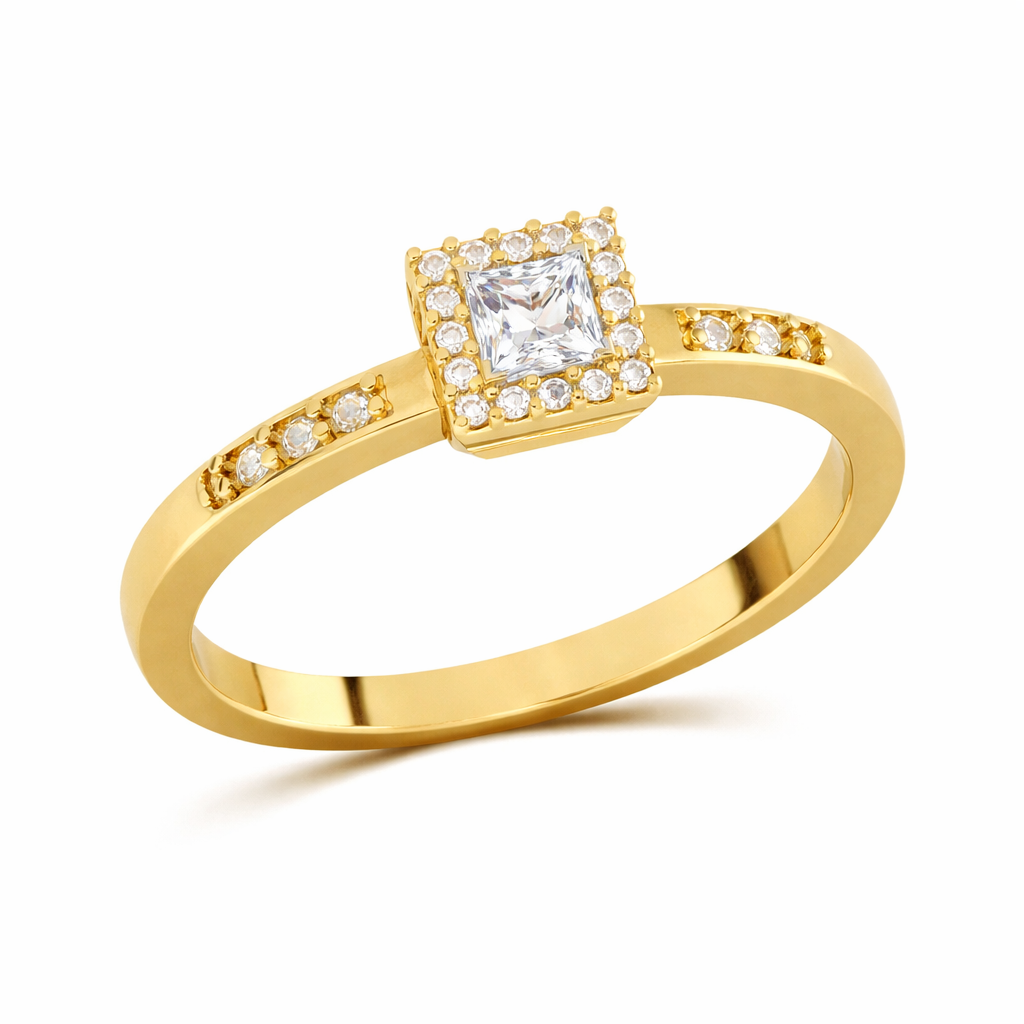 Anillo Compromiso Promesa Honey Halo Oro