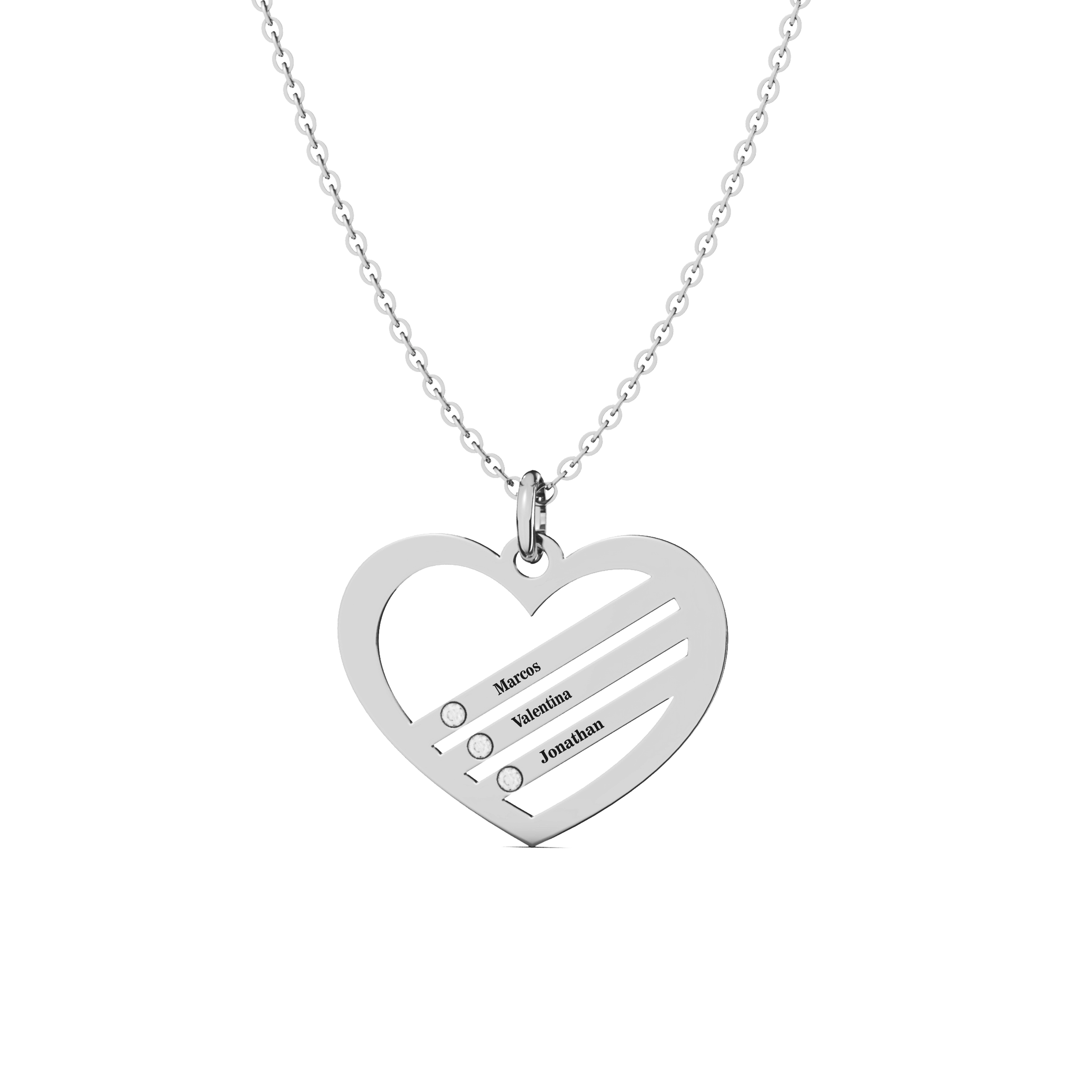 Dije Corazón Nombres Personalizable Hijos Collar Plata .925