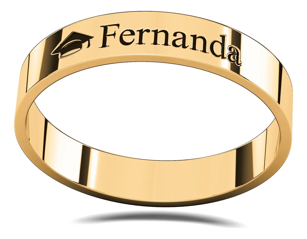 Anillo Graduación Flat S Name Plata .925