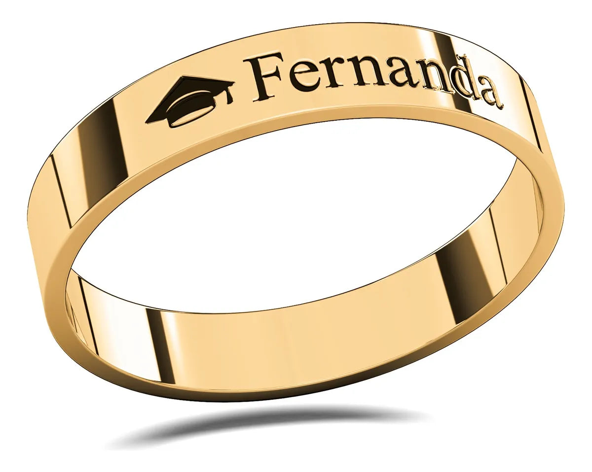 Anillo Graduación Flat S Name Plata .925