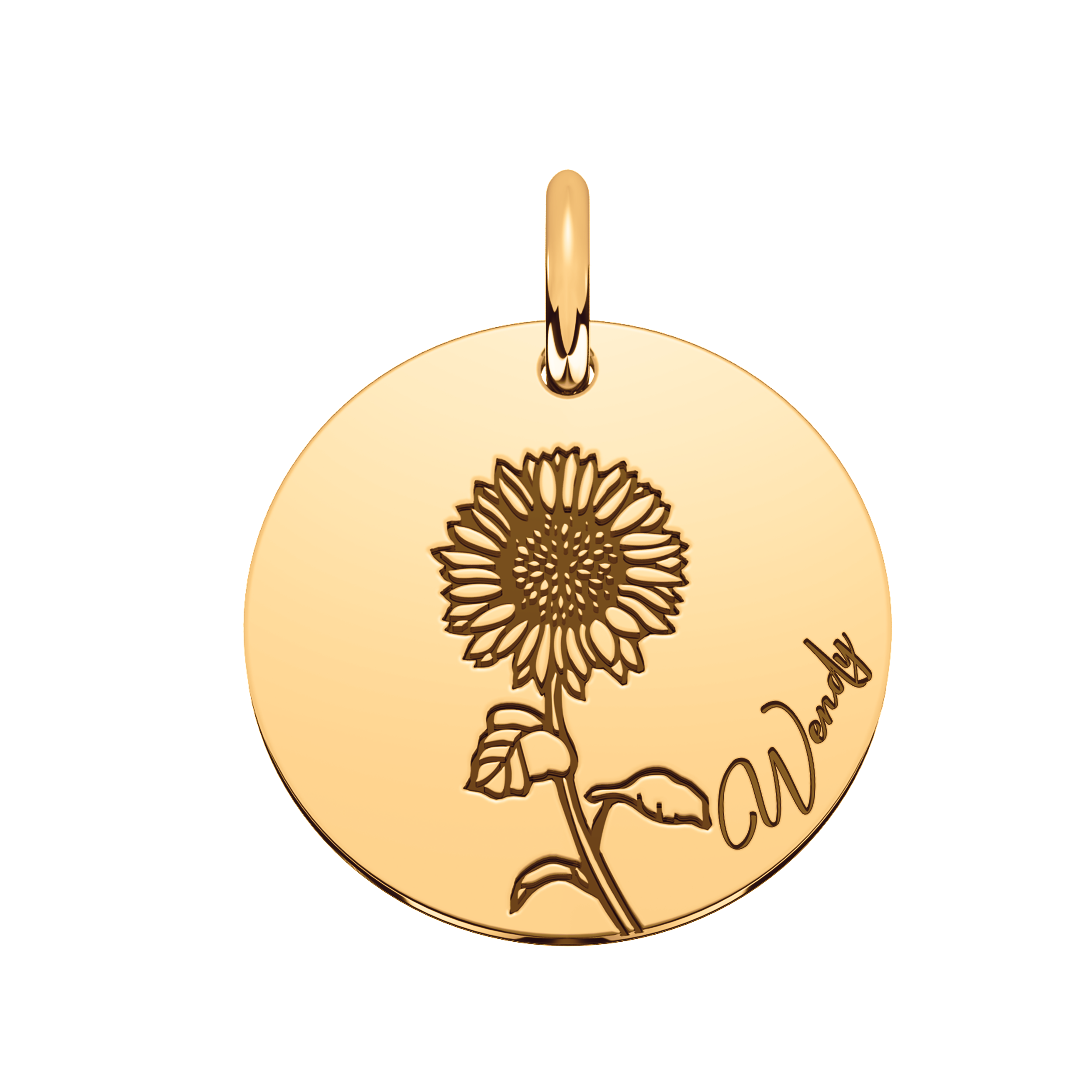 Dije con Flor Personalizable Oro de 14k