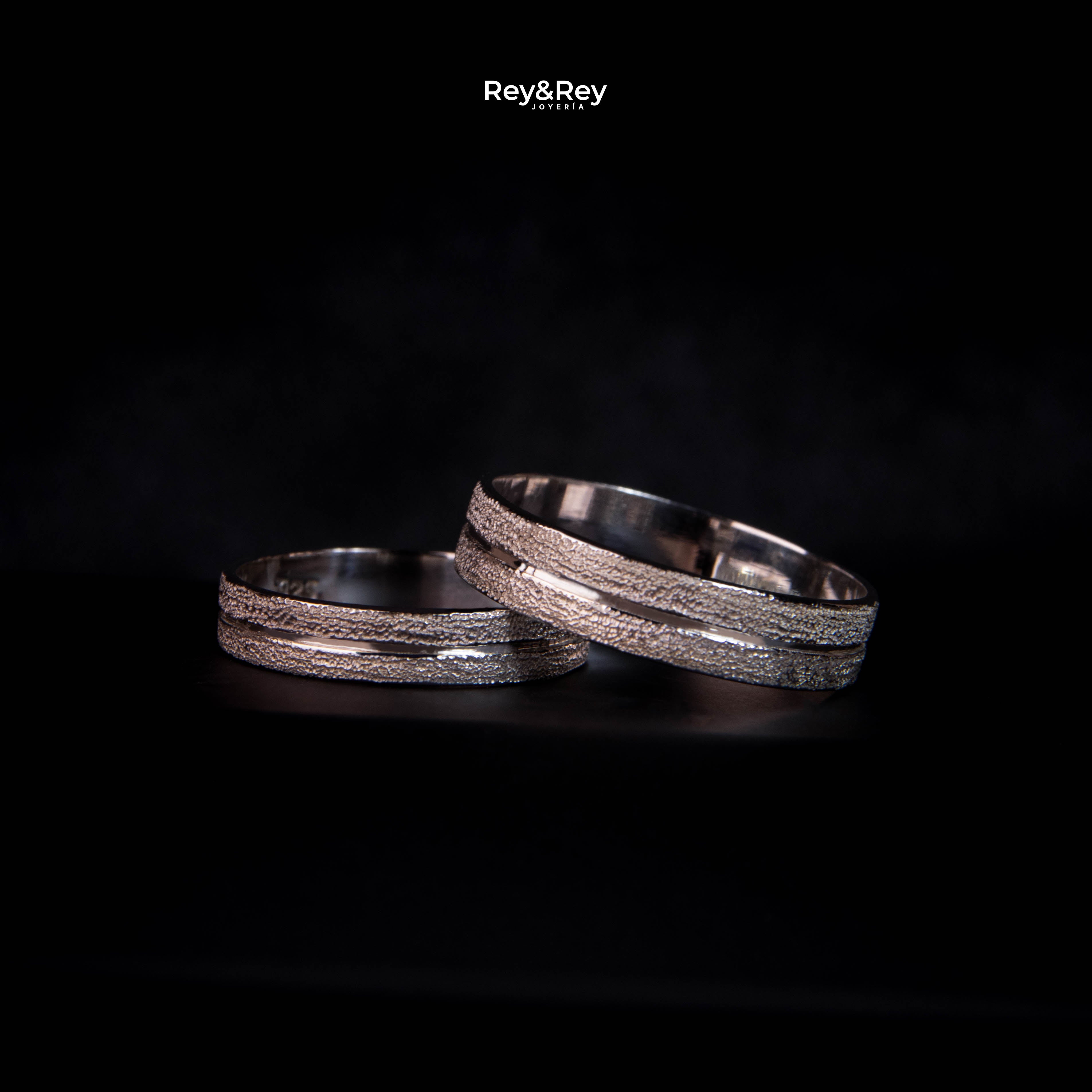 Anillos Matrimoniales Craquel SAND Plata Par