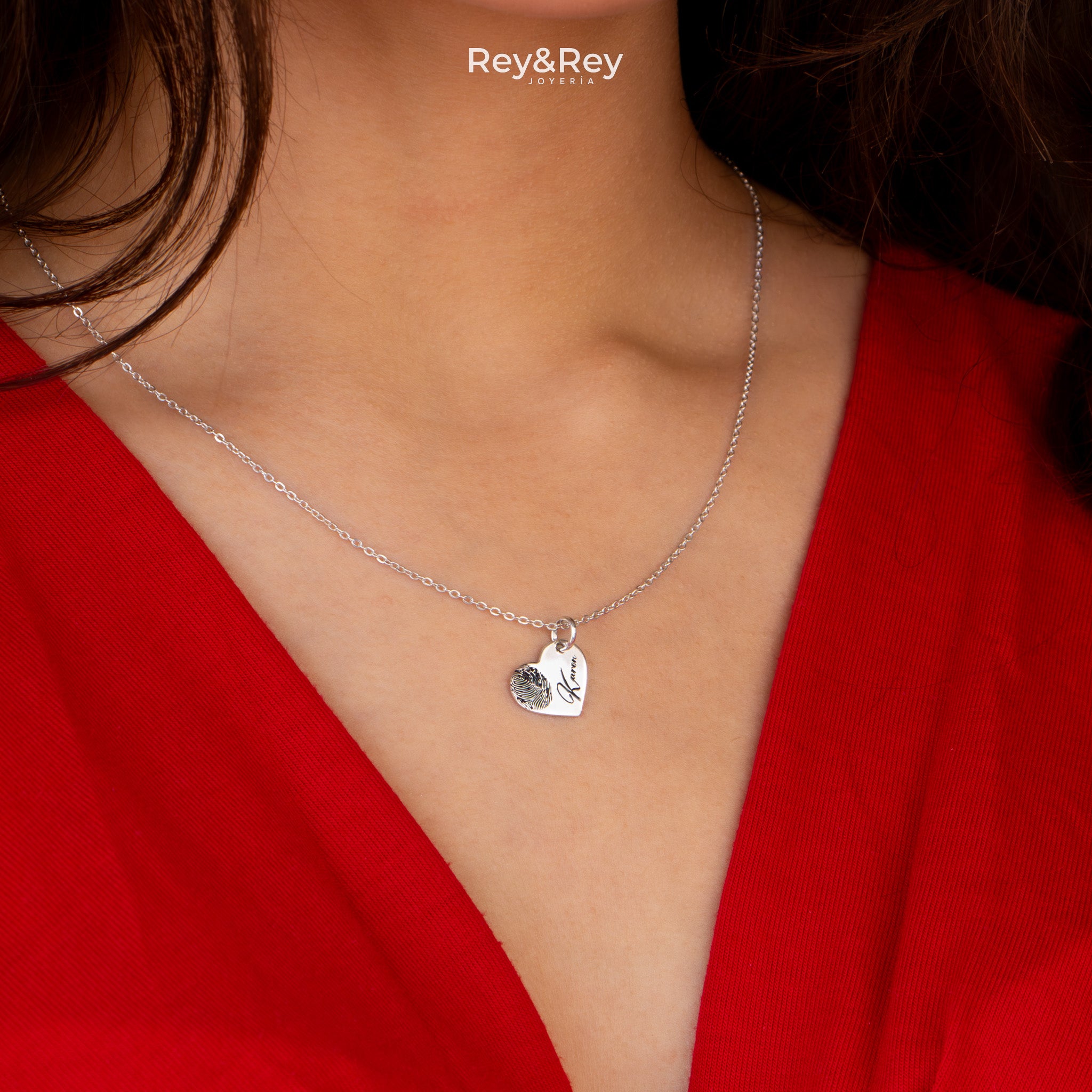 Dije Corazon Huella Nombre Plata.925 Primerly