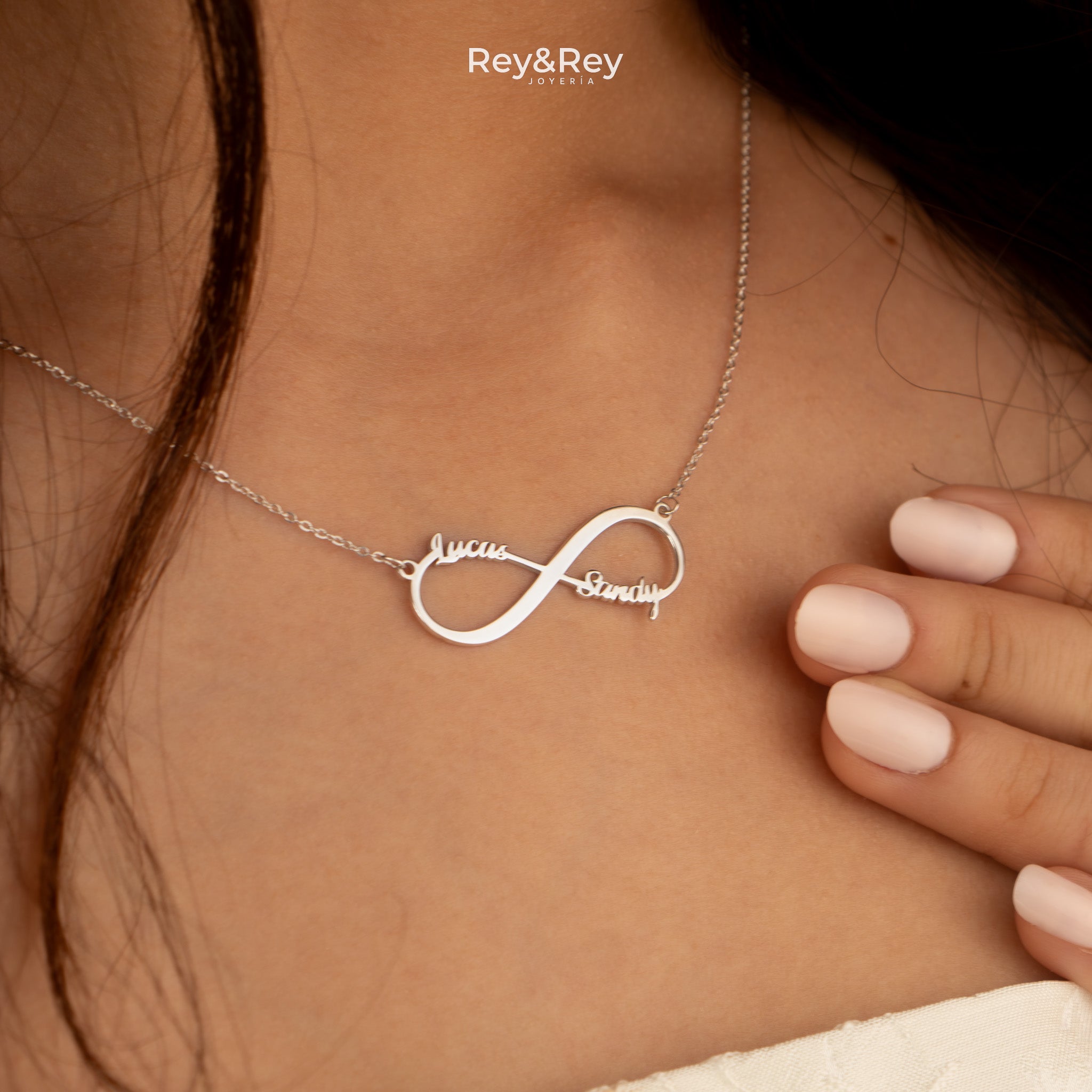 Collar Infinito Duos Personalizable Plata .925  Primerly