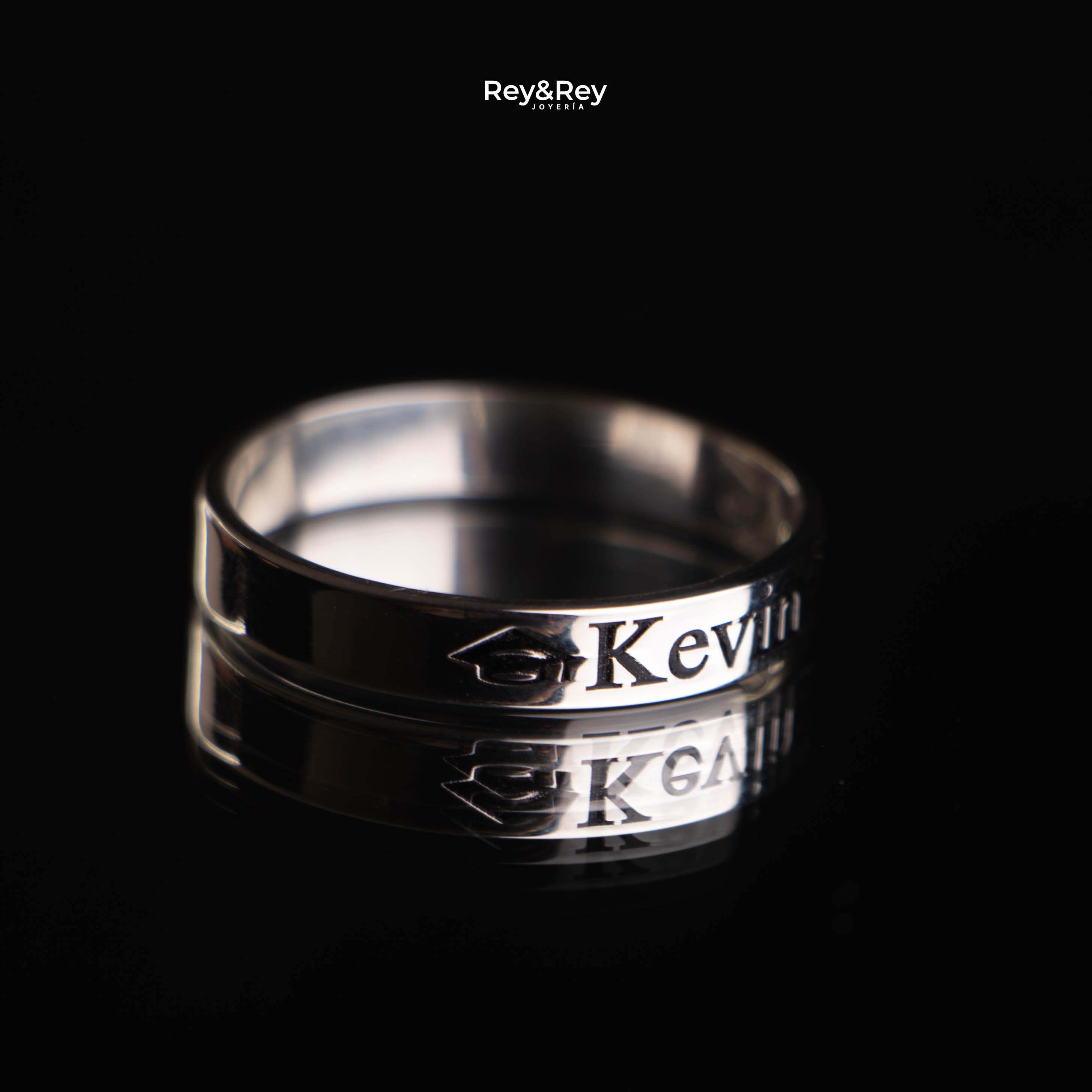 Anillo Graduación Flat S Name Plata .925