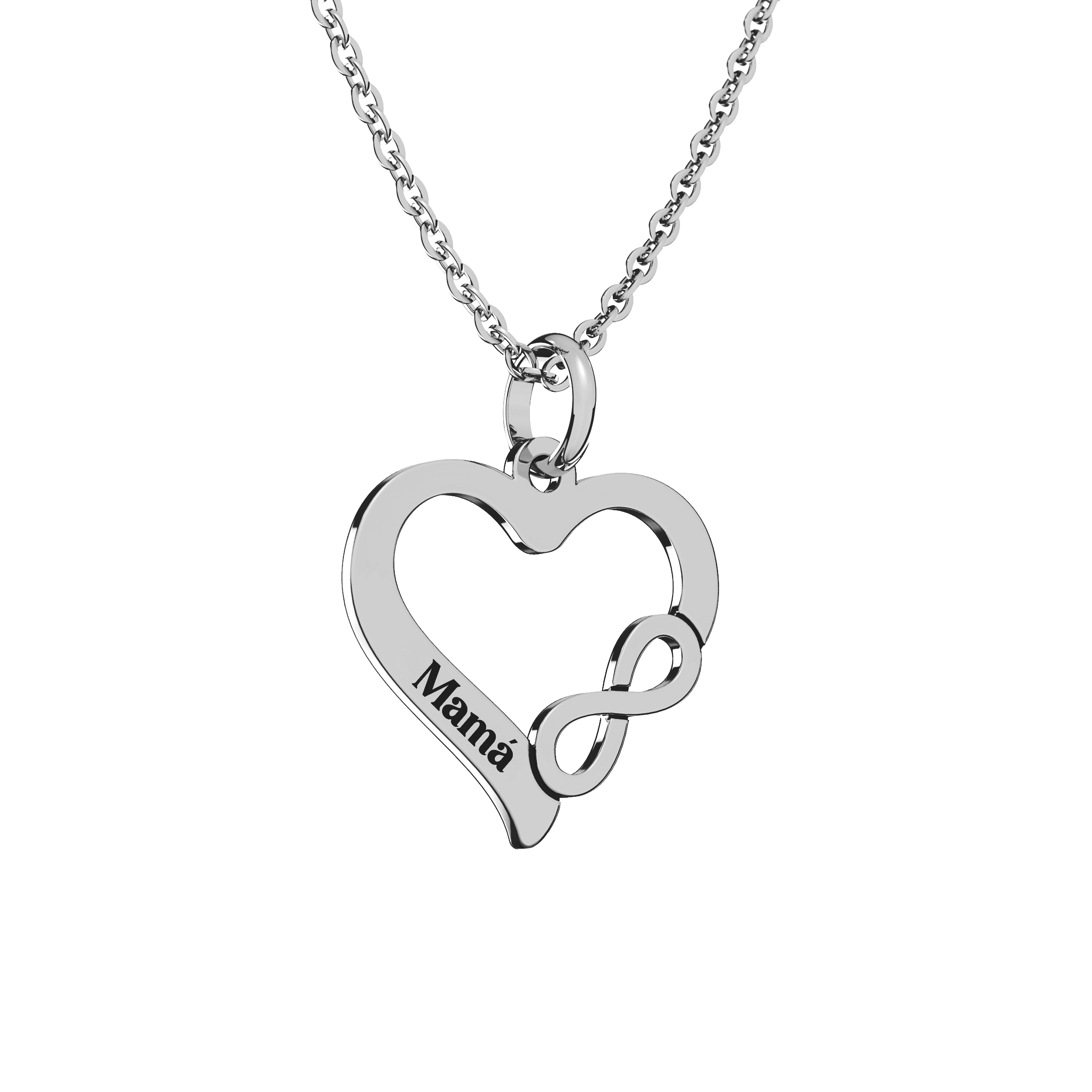 Dije Corazón Infinito Mamá Cadena Plata .925