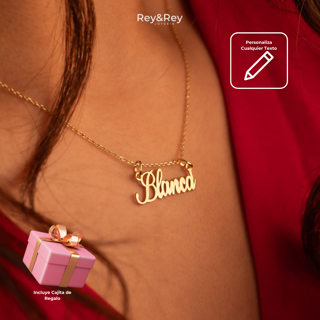 Dije Nombre Personalizado Pluma en Oro 10k Clasico