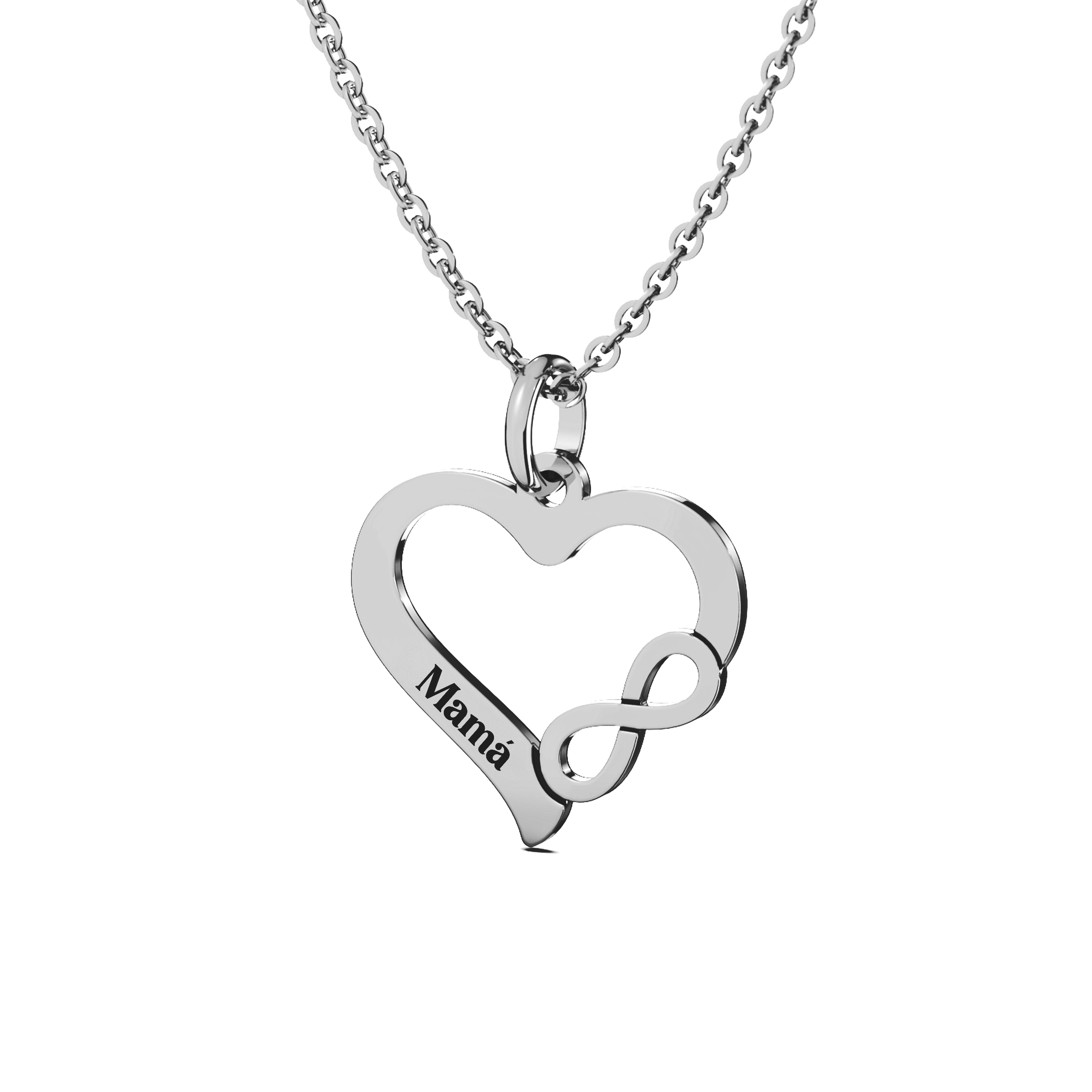 Dije Corazón Infinito Mamá Cadena Plata .925