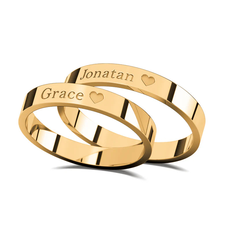 Anillos Matrimoniales Par Personalizables FlatS Name Plata .925