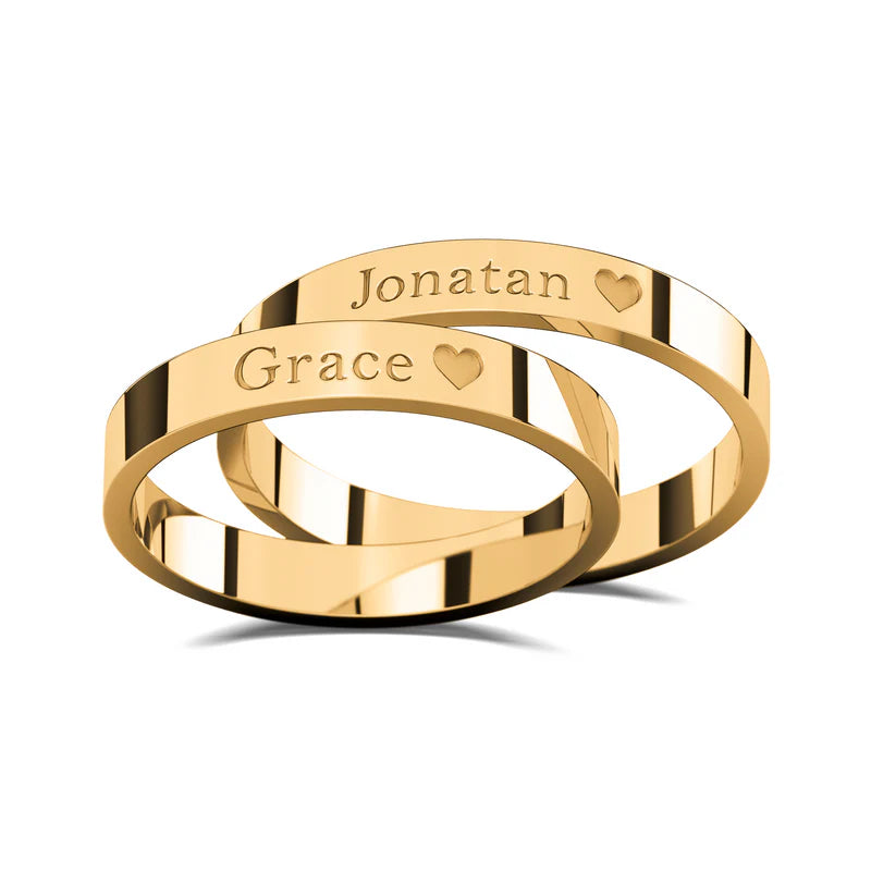 Anillos Matrimoniales Par Personalizables FlatS Name Plata .925